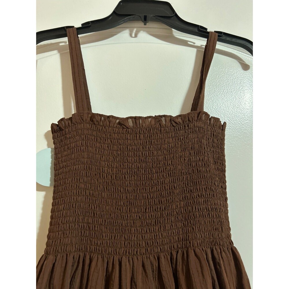 Hill House The Seraphina Mini Nap Dress size M NWT Chocolate Tonal Seersucker - Picture 6 of 10